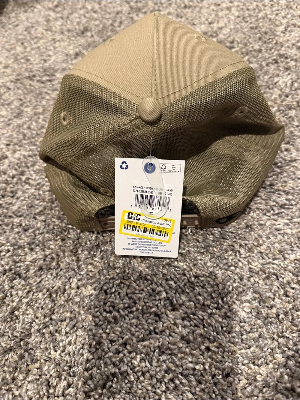 Champion Tan Trucker Hat with Black Logo